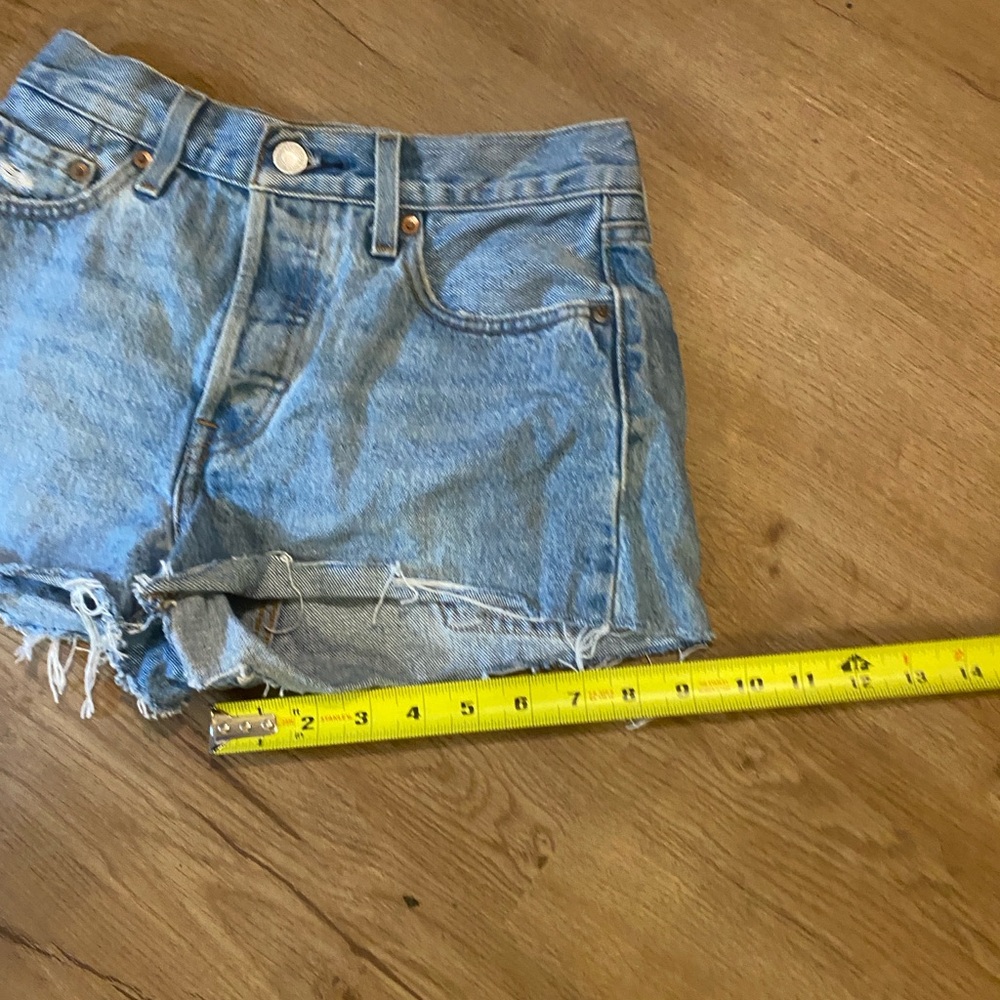 Levi's Light Blue Distressed Jean Shorts - Picture 7 of 15